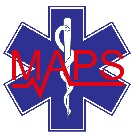 MAPS Logo - Star of Life with red cardiac line through the center.